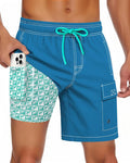 Men Swim Trunks with Compression Liner Quick Dry Breathable Multi Pockets for Summer Beach Cruise Water Park