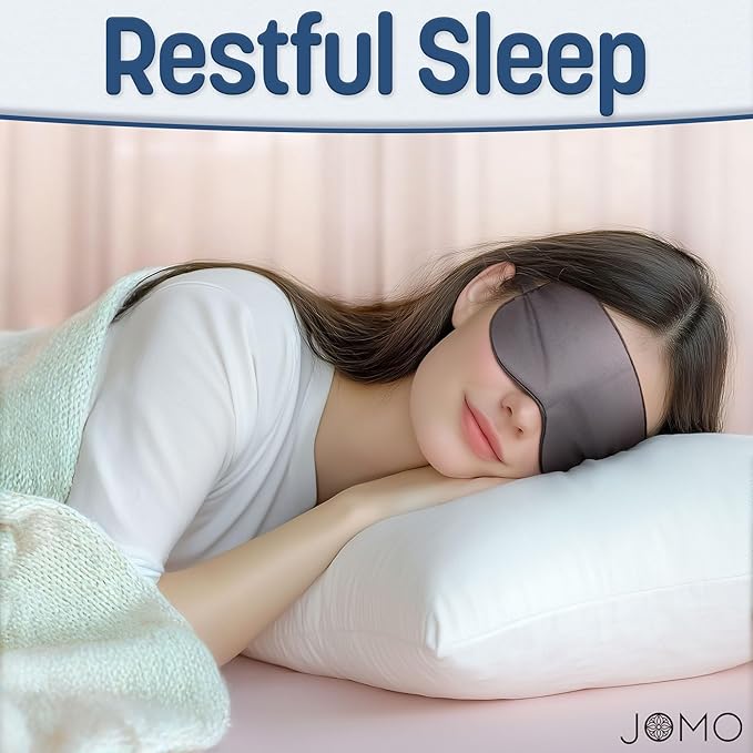 100% Bamboo Viscose Sleep Eye Mask - Dark Gray - Superior to Cotton - Light Blocking Travel Blindfold for Men & Women - Ultra-Soft & Comfortable with Adjustable Strap for Restful Sleep - by JoMo