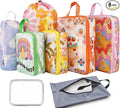 8 Pcs Compression Packing Cubes Travel for Suitcases, Waterproof Luggage Organizer Washable Storage Bags Set for Backpack Travel- Packaging Cubes for Carry-Ons and Storage