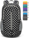 ZOMAKE Ultra Lightweight Packable Backpack 25L - Foldable Hiking Backpacks Water Resistant Small Folding Daypack for Travel(Black,White polka dots)