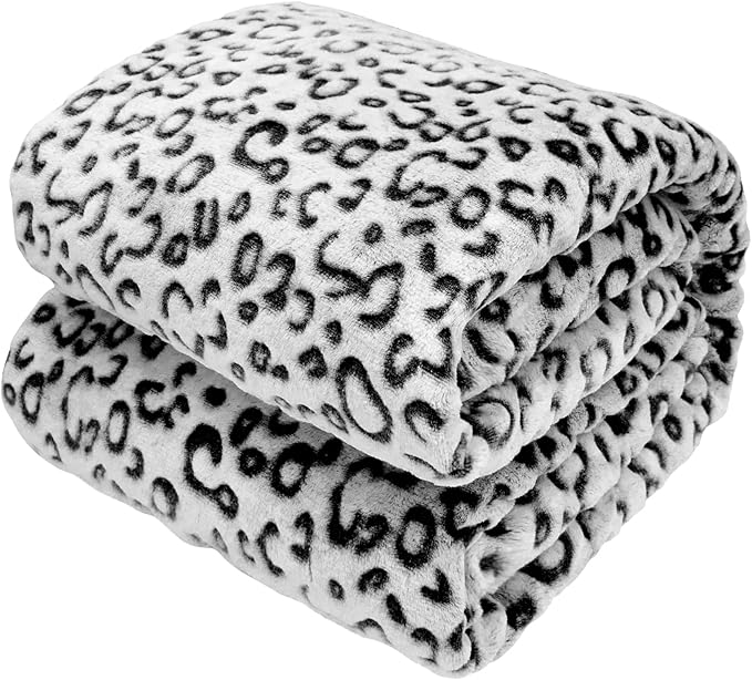Black Leopard Throw Blanket, Soft Warm Cheetah Print Blanket for Boys Girls, Fuzzy Plush Home Room Decor for Car Seat Stroller Travel 40"x50"