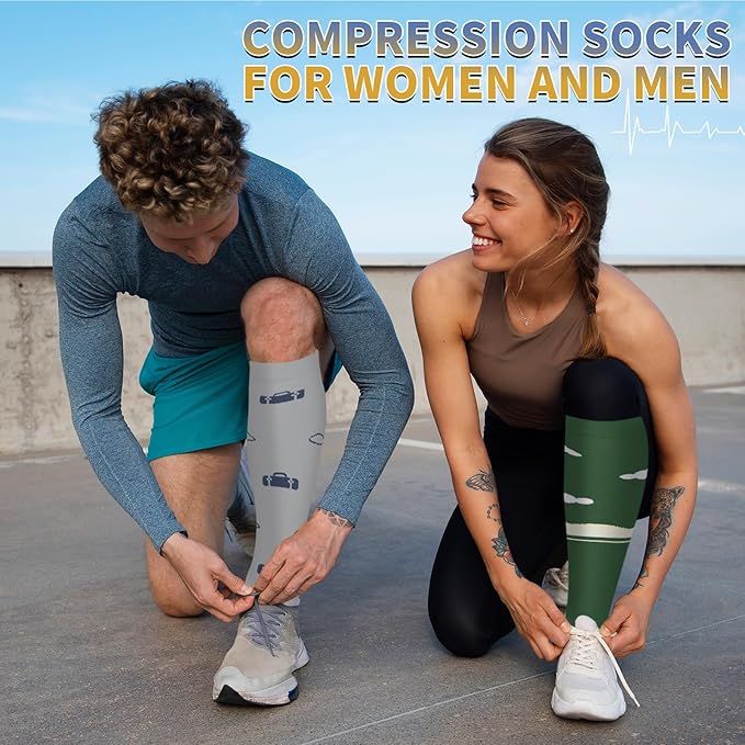 Sooverki Copper Compression Socks for Men & Women 8 Pack 15-20mmHg - Knee High Stockings Best Support for Running Athletic
