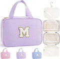 TOPEAST Travel Hanging Toiletry Bag, Personalized Initial Toiletry Pouch, Birthday Gifts for Women Mom Daughter Sister Friends, Cruise Essentials, Purple M