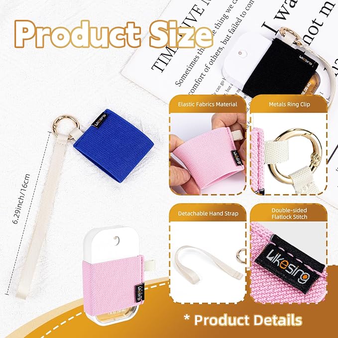 Likesing Hand Sanitizer Spray Sleeve Compatible with T0uch-land, 4 Elastic Travel Hand Sanitizer Holder with Keychain and Wrist Strap for Travel Hand San1tizer for Glow Mist and Power Mist(Colorful)