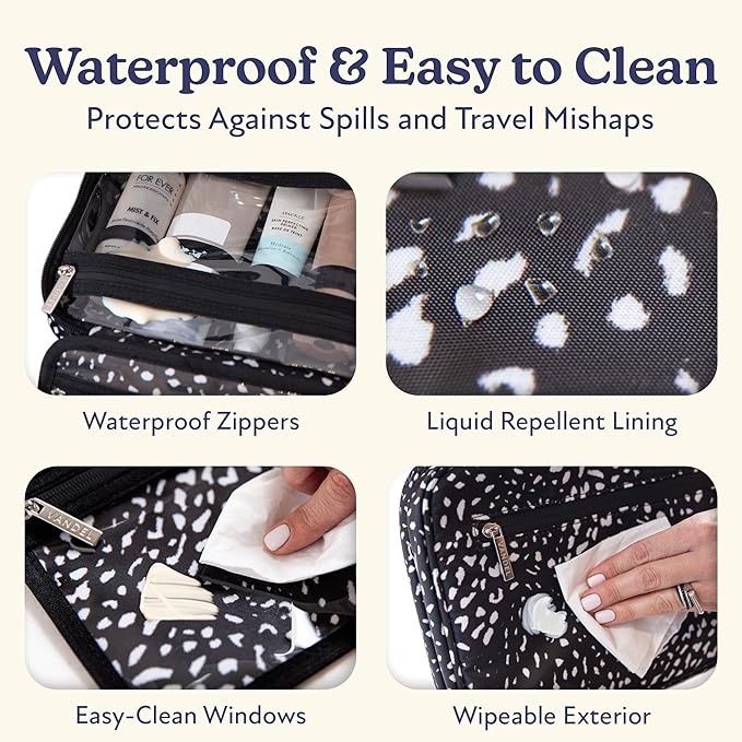 VANDEL Waterproof Hanging Toiletry Bag [TSA-Approved] Hanging Makeup Organizer Bag, Cosmetic Travel Bags for Women, Makeup Case Toiletries Organizer Hygiene Bathroom Shower Caddy - White Leopard