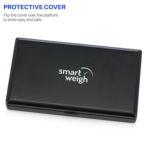 Smart Weigh Digital Pocket Scale – 1000g x 0.1g Precision – Ideal for Jewelry, Food, Herbs, and Medicine – Stainless Steel Platform with Protective Cover – Black (Battery Included)