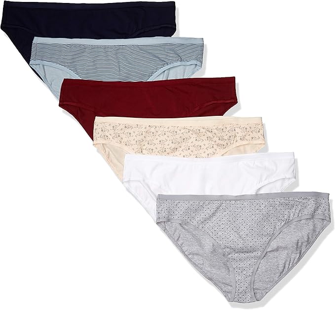 Amazon Essentials Women's Breathable Cotton Bikini Brief Underwear with Full Coverage, Multipacks