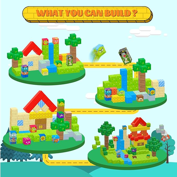 SKTMYY Magnetic Blocks-120pcs Game Magnetic Building Blocks for Kids Ages 4-8, STEM Sensory Magnet Blocks Cubes Toys for Toddlers Boys & Girls
