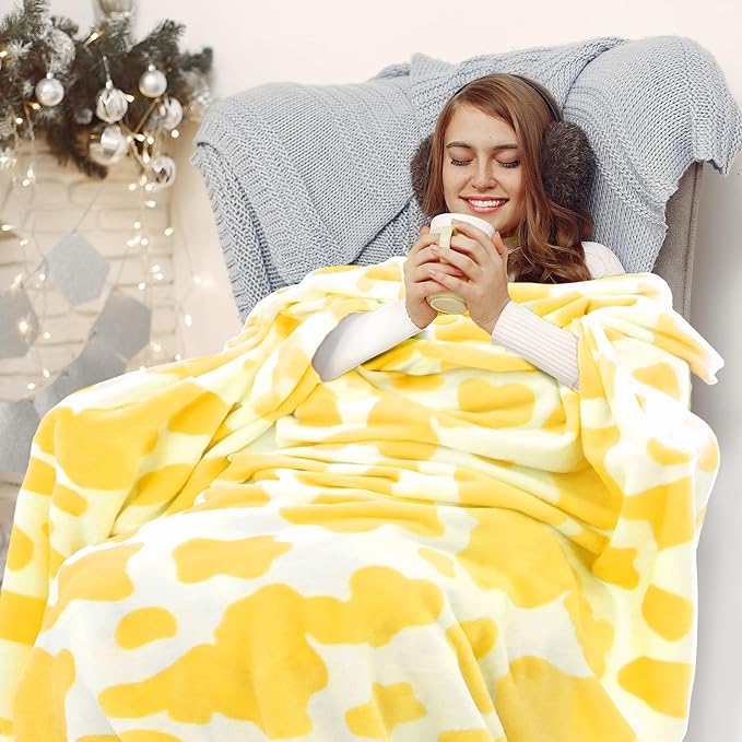 Yellow Fleece Blanket Lightweight Soft Throw Blanket for Couch Sofa Bed All Seasons 50x60 inches Yellow Gifts for Girls Women Birthday