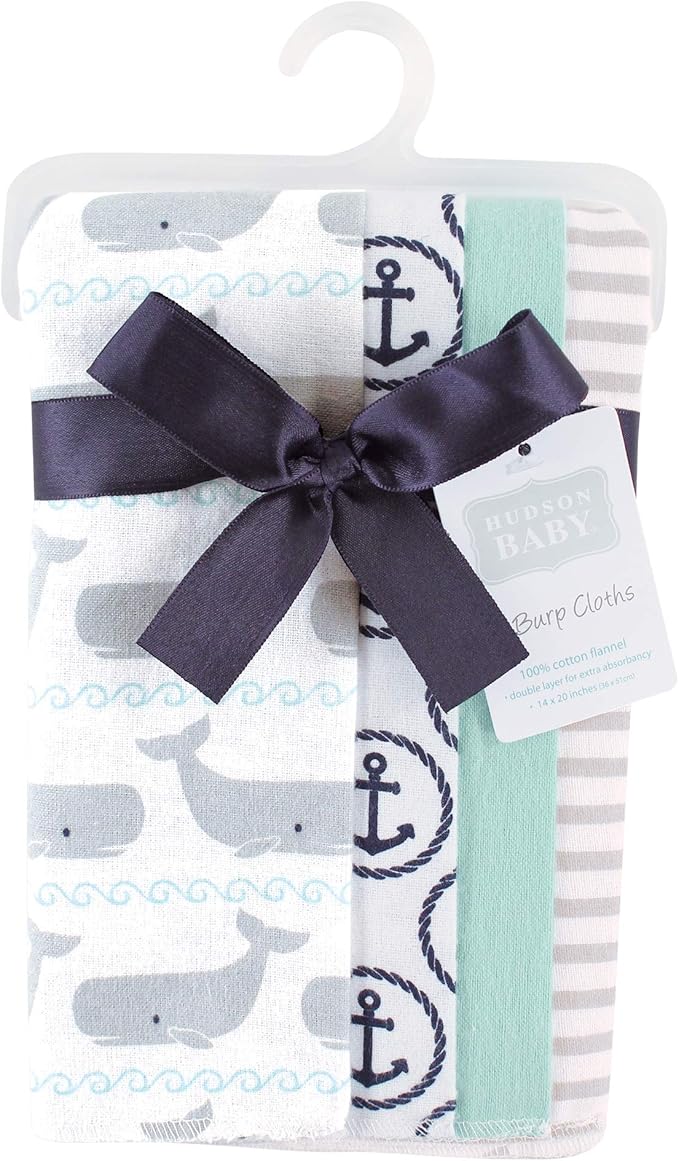 Hudson Baby Unisex Baby Cotton Flannel Receiving Blankets, Gray Whale, One Size