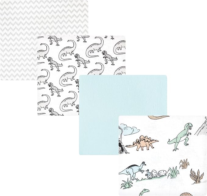 Hudson Baby Unisex Baby Cotton Flannel Receiving Blankets, Neutral Dino World, One Size