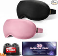 Weighted Eye Mask 2 Pack - 3D Contoured Sleep Masks for Women Men, Blackout Sleeping Eye Mask for Travel, Meditation, Airplane, Memory Foam, Adjustable Strap Pink Black