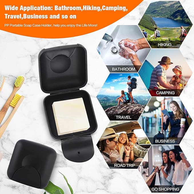 2 Pcs Small Size Plastic Soap Case Holder Container Box Home Outdoor Hiking Camping Travel,2.75 * 2.75 * 1.65 inch Black