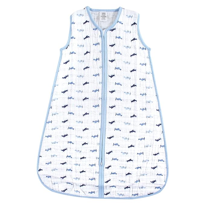 Luvable Friends Unisex Baby Sleeveless Muslin Cotton Sleeping Bag, Sack, Blanket, Airplanes Muslin, 12-18 Months