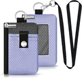 Minimalist RFID Blocking Small Wallet with ID Window,WaterResistant Zip Id Case Wallet with Lanyard Keychain for Cards,Cash,Travel,Women,Men (Lavender Purple/DarkGrey)