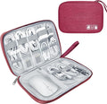 Lcsmaokin Electronics Travel Organizer,Portable Waterproof Electronic Travel Storage Bag for Small Charging Cord Storage,Charger,Small Electronics,SD Card etc,for Travel,Business -Wine Red