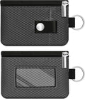 Minimalist RFID Blocking Small Wallet with ID Window,WaterResistant Zip Id Case Wallet with Lanyard Keychain for Cards,Cash,Travel,Women,Men (DarkGrey)