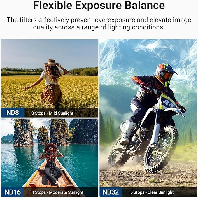 NEEWER CPL + ND Filter Set Compatible with DJI Osmo Action 6 Only, 4 Pack ND8/16/32 Adjustable Circular Polarizing, Lens Polarizer, Screw On Multicoated Action Camera Photography Accessories, FL-B100
