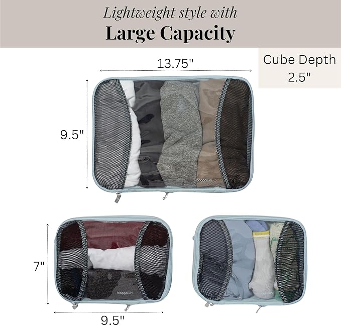 Baggallini Compression Cube 3-piece set - Lightweight Compression Packing Cubes for Travel