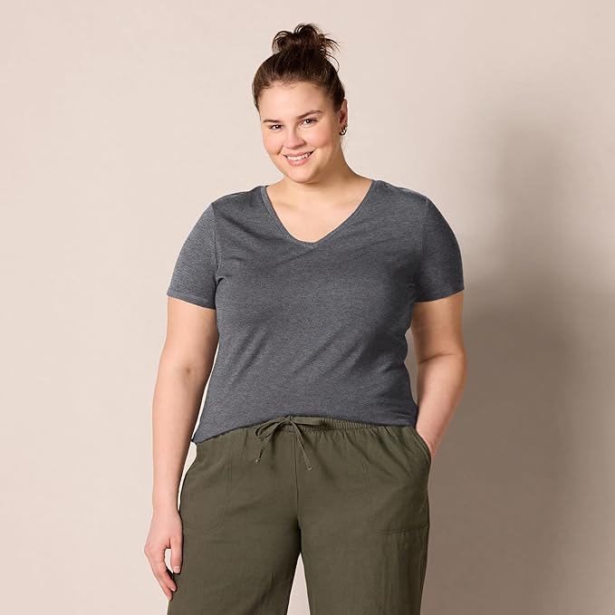 Amazon Essentials Women's Regular-Fit Short-Sleeve T-Shirt (Crewneck and V-Neck Options), Multipacks