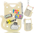 Cat Silicone Case for Touchland Hand Sanitizer Spray, Hand Sanitizer Holder Keychain with 4 Cute Charms for Touch Land Mist 1FL. OZ