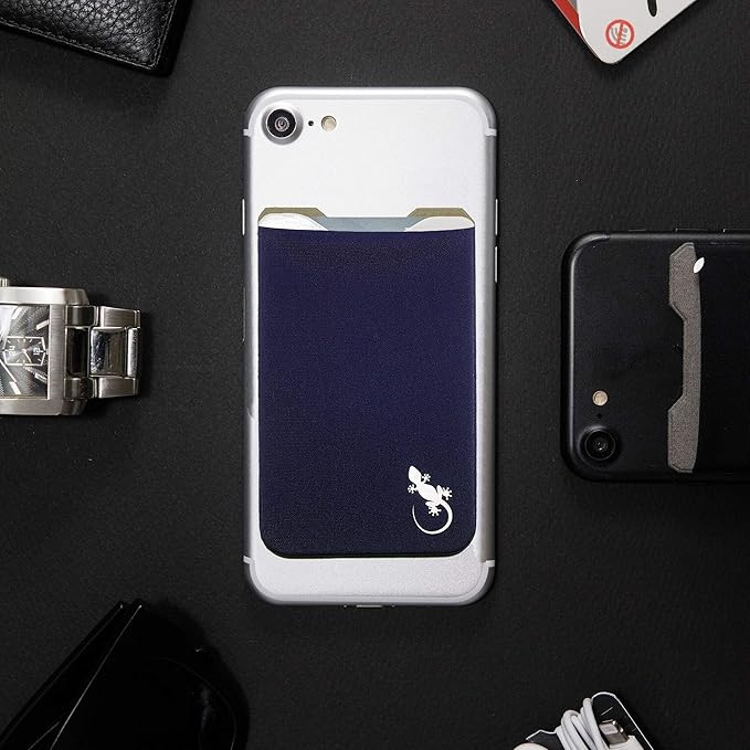Phone Wallet - Adhesive Card Holder - Cell Phone Pouch - Stick on Lycra Pocket by Gecko - Carry Credit Cards and Cash