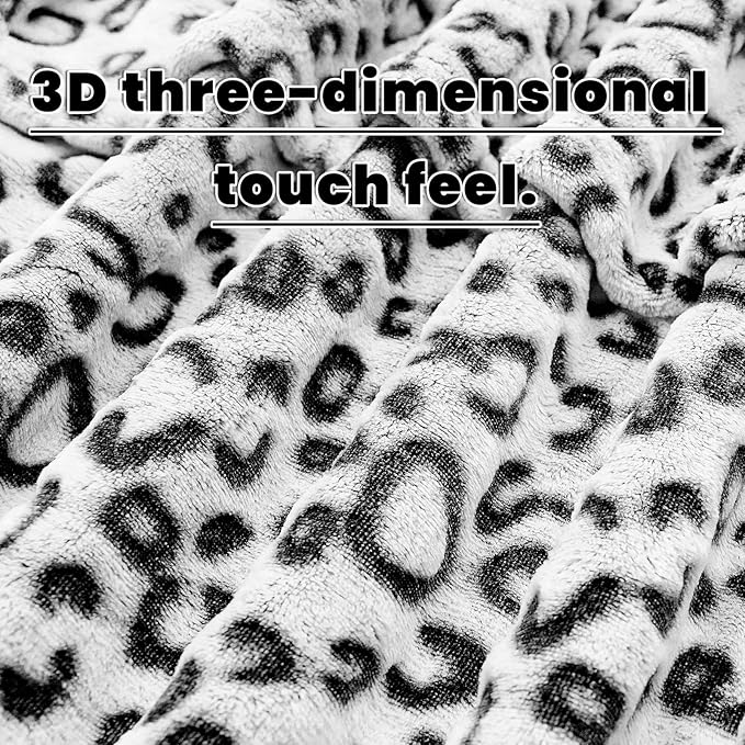 Black Leopard Throw Blanket, Soft Warm Cheetah Print Blanket for Boys Girls, Fuzzy Plush Home Room Decor for Car Seat Stroller Travel 40"x50"