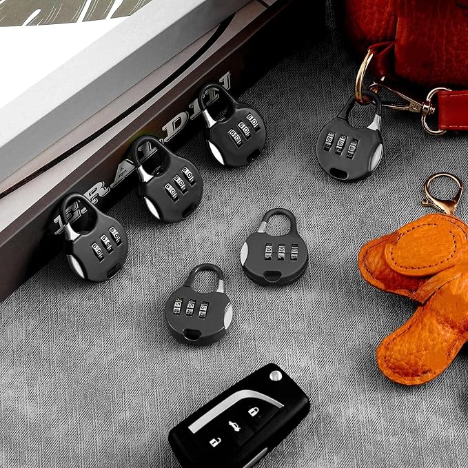 Moxweyeni 10 Pcs Digit Combinations Padlock Safe Cipher Lock Mini Combination Resettable Number for Suitcases Luggage Briefcases Computer Bags(Cute Style,Black)