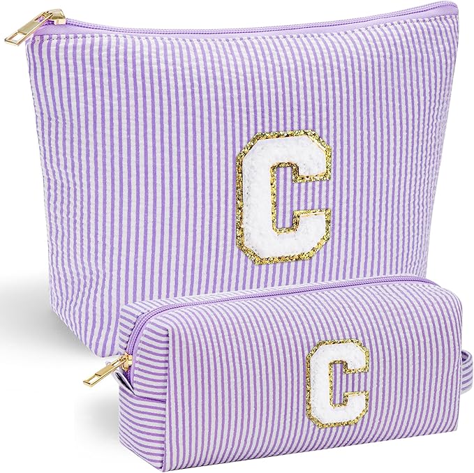 YOOLIFE Bridesmaid Gifts for Wedding Day | Preppy Makeup Bag & Organizer | 30th Birthday Gift | Purple