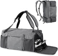 Gym Bag for Men with Shoes Compartment and Wet Pocket Convertible Duffle Bag and Gym Backpack Waterproof Sports Bags for Men with 2 Bottle Holders Multipurpose Weekender Overnight Bag - Grey
