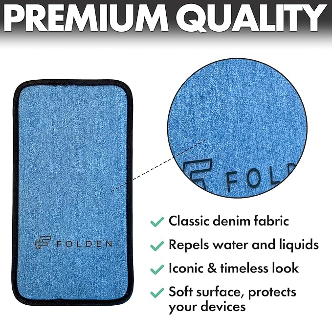 Flight Flap Airplane Phone Holder, Flexible Cell Phone Holder, Folding Cellphone Stand for Desk, Bed, Office, Treadmill - Airplane Gadgets for Long Travel Accessories - Plane Essentials (Blue Denim)