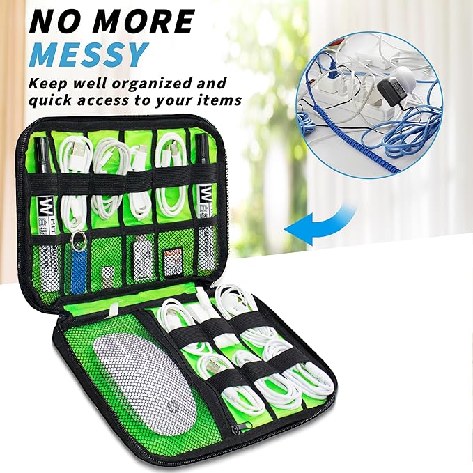 Electronics Organizer,Travel Cord Organizer Pouch, Portable Cable Organizer Bags,Travel Electronic Accessories Storage Case for Cables, Cords, Charger, Phone (Navy Blue)