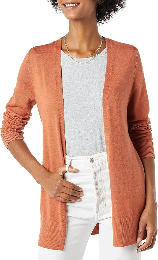 Amazon Essentials Women's Lightweight Long Sleeve Open-Front Cardigan Sweater (Available in Plus Size)