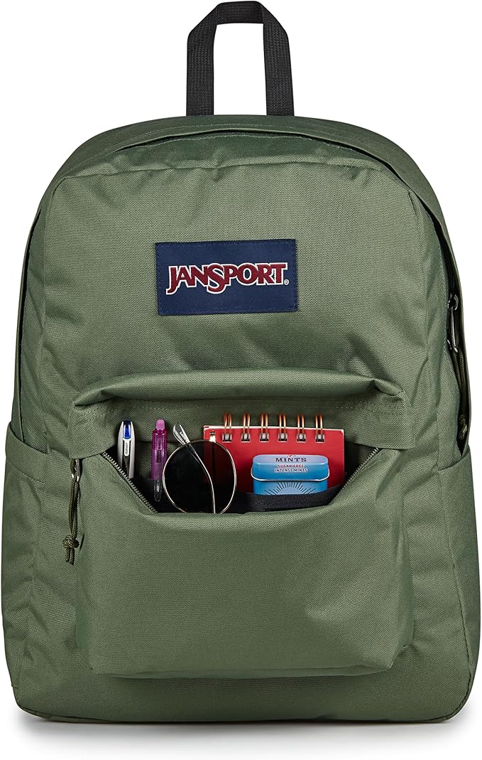 JanSport SuperBreak Plus Backpack with Padded 15-inch Laptop Sleeve and Integrated Bottle Pocket - Spacious and Durable Daypack for Work and Travel - Cargo Green