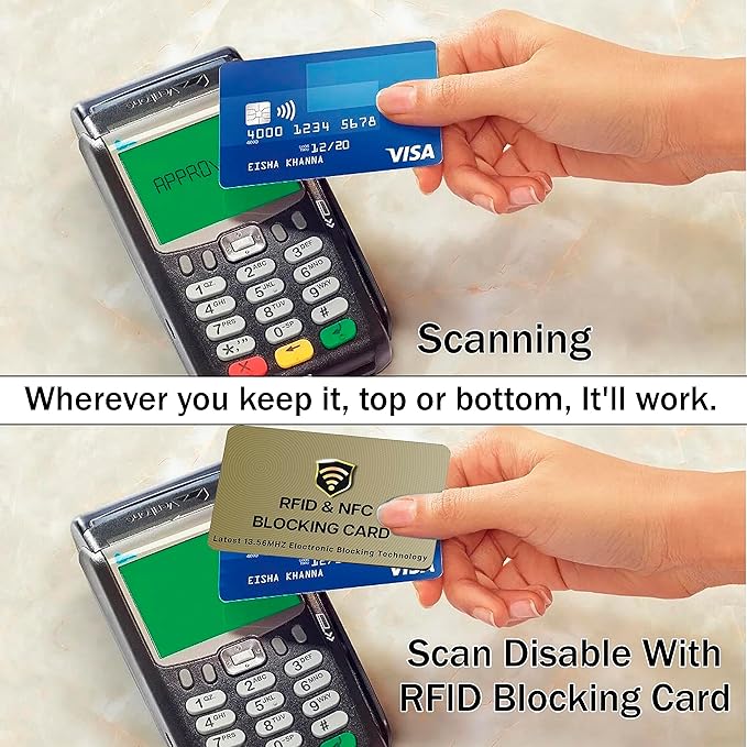 SaiTech IT RFID Blocking Cards, 3 Pack One Card Protects Entire Wallet Purse For Men & Women, NFC Contactless Bank Debit Credit Card Protector ID ATM Guard Card – Golden
