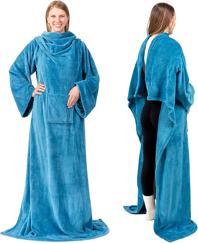 PAVILIA Wearable Blanket with Sleeves for Adult Women Men, Cozy Fleece Warm Wrap Throw with Arms, Gifts for Christmas, Wife