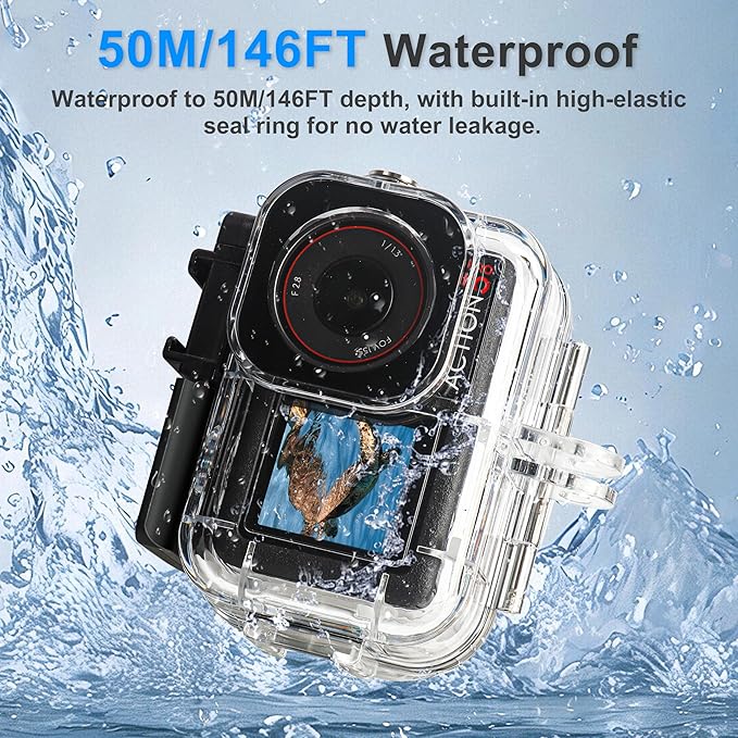 FitStill 60M/196FT Diving Kit for DJI osmo Action 5 pro/4/3, Waterproof Housing + Buoyancy Handle for Underwater Shooting DJI Action 5pro/4/3 Protective Accessories