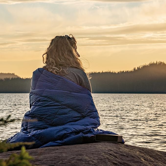 Horizon Hound Down Camping Blanket 650 Fill Power - Ultralight Backpacking Quilt (1lb 6oz) Warm & Water-Resistant 20D Nylon Shell for Outdoors, Camping, Hiking, Travel, & Stadium - Packable