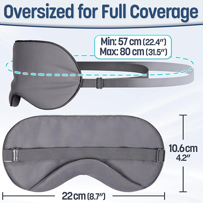 100% Bamboo Viscose Sleep Eye Mask - Dark Gray - Superior to Cotton - Light Blocking Travel Blindfold for Men & Women - Ultra-Soft & Comfortable with Adjustable Strap for Restful Sleep - by JoMo