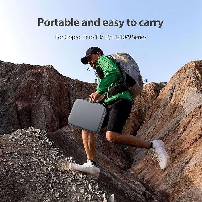 Carrying Case for GoPro Hero 13 12 11 10 9 8 7 Action Camera Hard Organizer Case Carrying Bag Accessories Travel Storage Chest Mount/Media Mod/Volta Protective Housing for dji osmo action 6 5