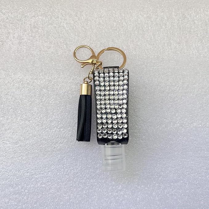 2 Pcs 1oz Bling Travel Bottle Case with Keychain, Travel Bottles for Alcohol, Hand Soap, Refillable Containers Portable