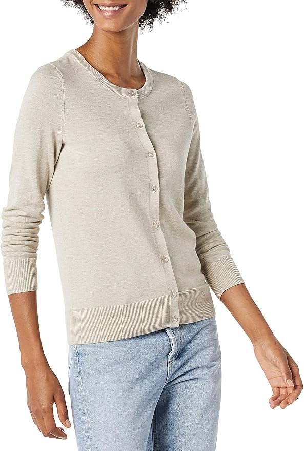 Amazon Essentials Women's Lightweight Crewneck Cardigan Sweater (Available in Plus Size)