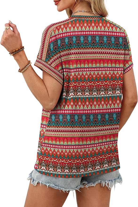 WIHOLL Womens Tops Short Sleeve Shirts Summer Outfits 2026 Spring Dressy Casual Clothes Clothing