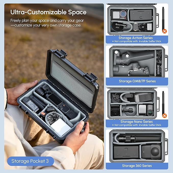 STARTRC PHOTO DIY Hard Case for DJI Osmo Pocket 4/3 Accessories, Portable Waterproof Camera Case, Travel Storage Bag Compatible with Osmo Action 5 Pro/6/OM 8/7P