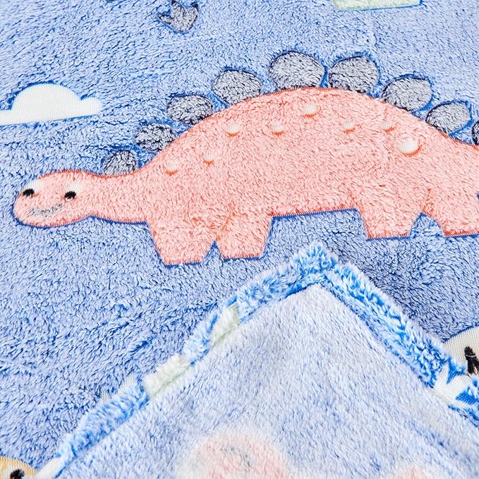 Wajade Dino Gifts Toys for Boys Girls - Glow in The Dark Dinosaur Blanket Birthday Christmas Decor for Kids Age 3 4 5 6 7 8 9 10 11 12 Years Old Teens Child Toddler Throw Colorful 50"x60"