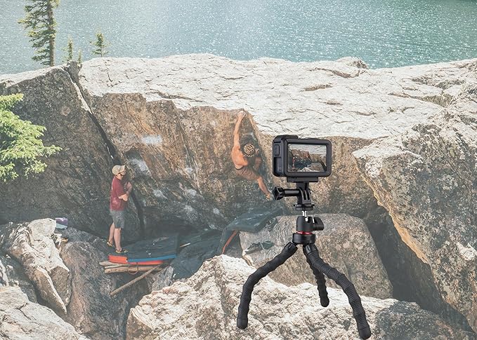 Flexible Camera Tripod Compatible with GoPro Hero 13, 12, 11,10, 9 Bendable Tripod 360° Rotation Mount Stand for Vlogging