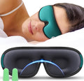Medi Grade Cotton Sleep Mask with 3D Eye Memory Foam - Travel Sleeping Mask for Women and Men with 2 Ear Plugs and Storage Bag - Blackout Light Blocking