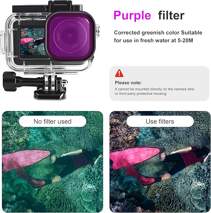 FitStill 60M/196FT Diving Kit for DJI osmo Action 5 pro/4/3, Waterproof Housing + Buoyancy Handle + Diving Filter for Underwater Shooting DJI Action 5pro/4/3 Protective Accessories