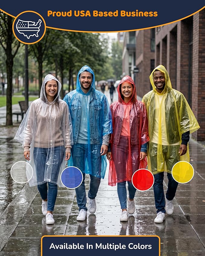 Hagon PRO Disposable Rain Ponchos for Adults (5 Pack)
