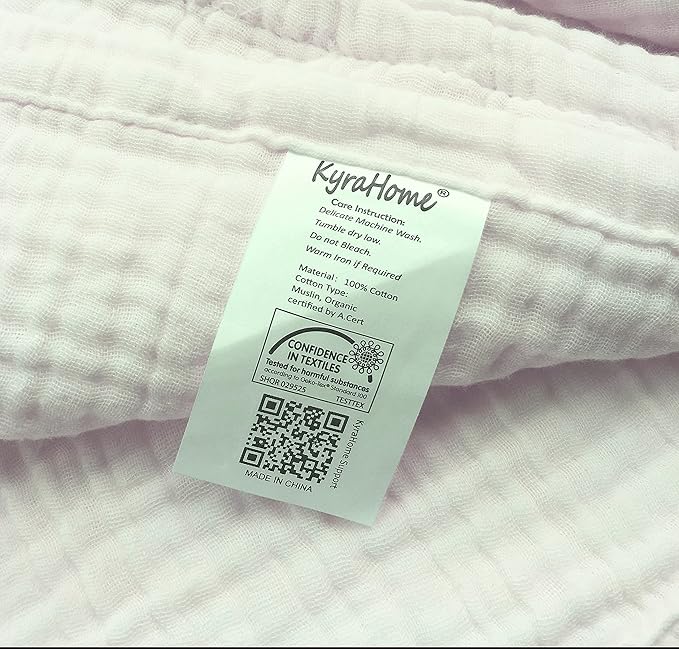 KyraHome 100% Organic Cotton Throw Blankets for Adults, Pre-Washed Plant Dyed, Women, Lightweight Breathable, Soft Gauze Blanket for Couch, Summer, All Season, Creamy